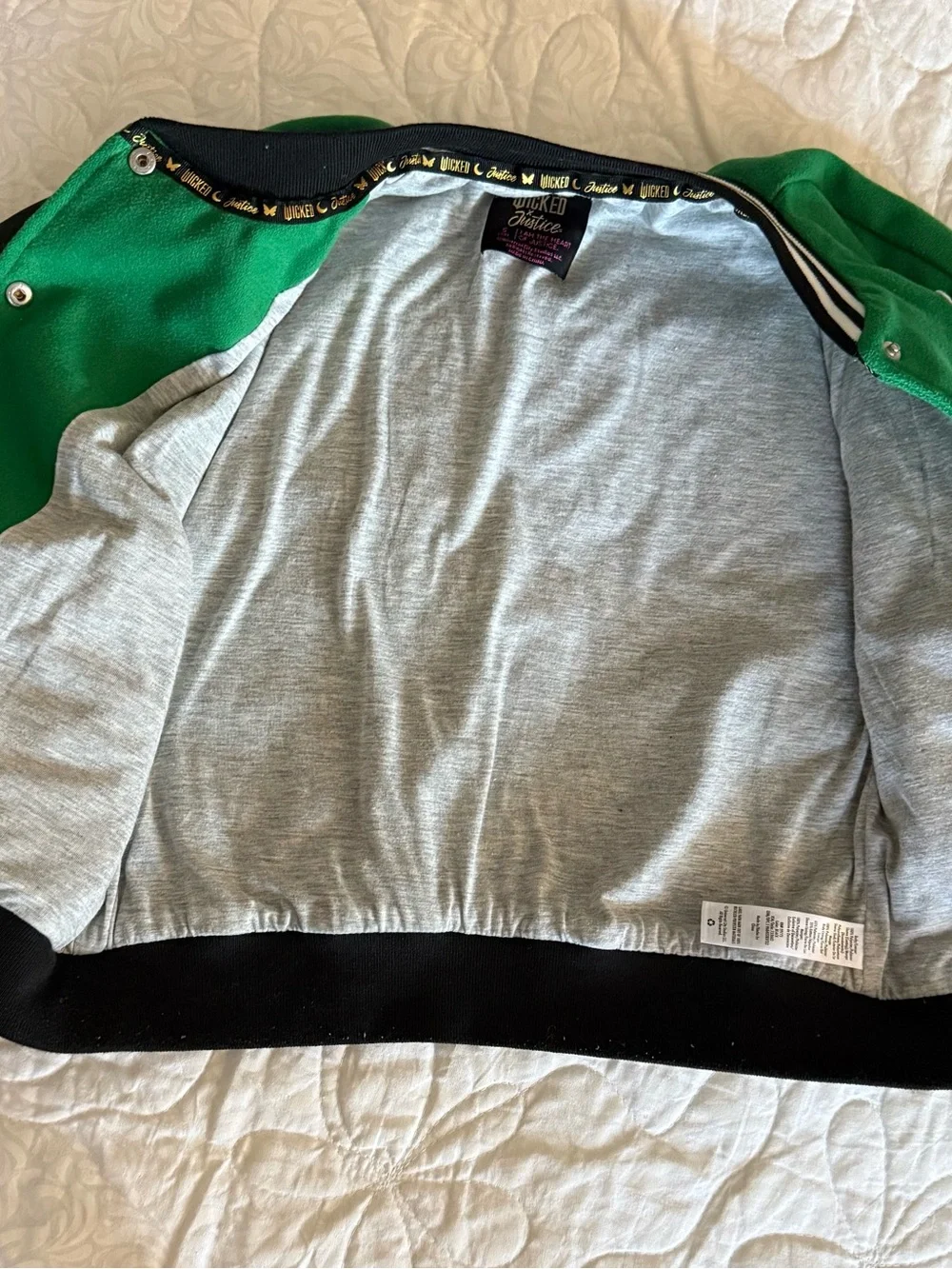 Justice Green and Black Varsity Jacket